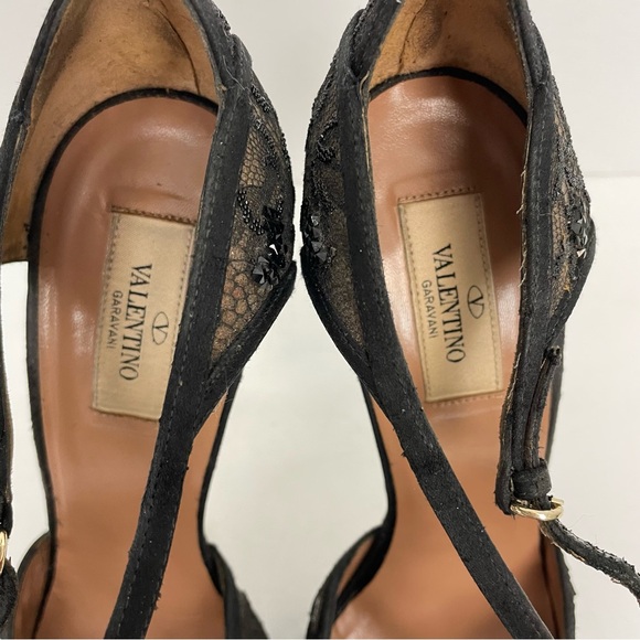 Valentino Garavani Floral Lace Platform T-strap Pump Heels Size 40 EU 9 US - Picture 6 of 11